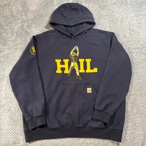 Carhartt Michigan Wolverines HAIL Football Navy Hoodie Sweatshirt Sz XXL